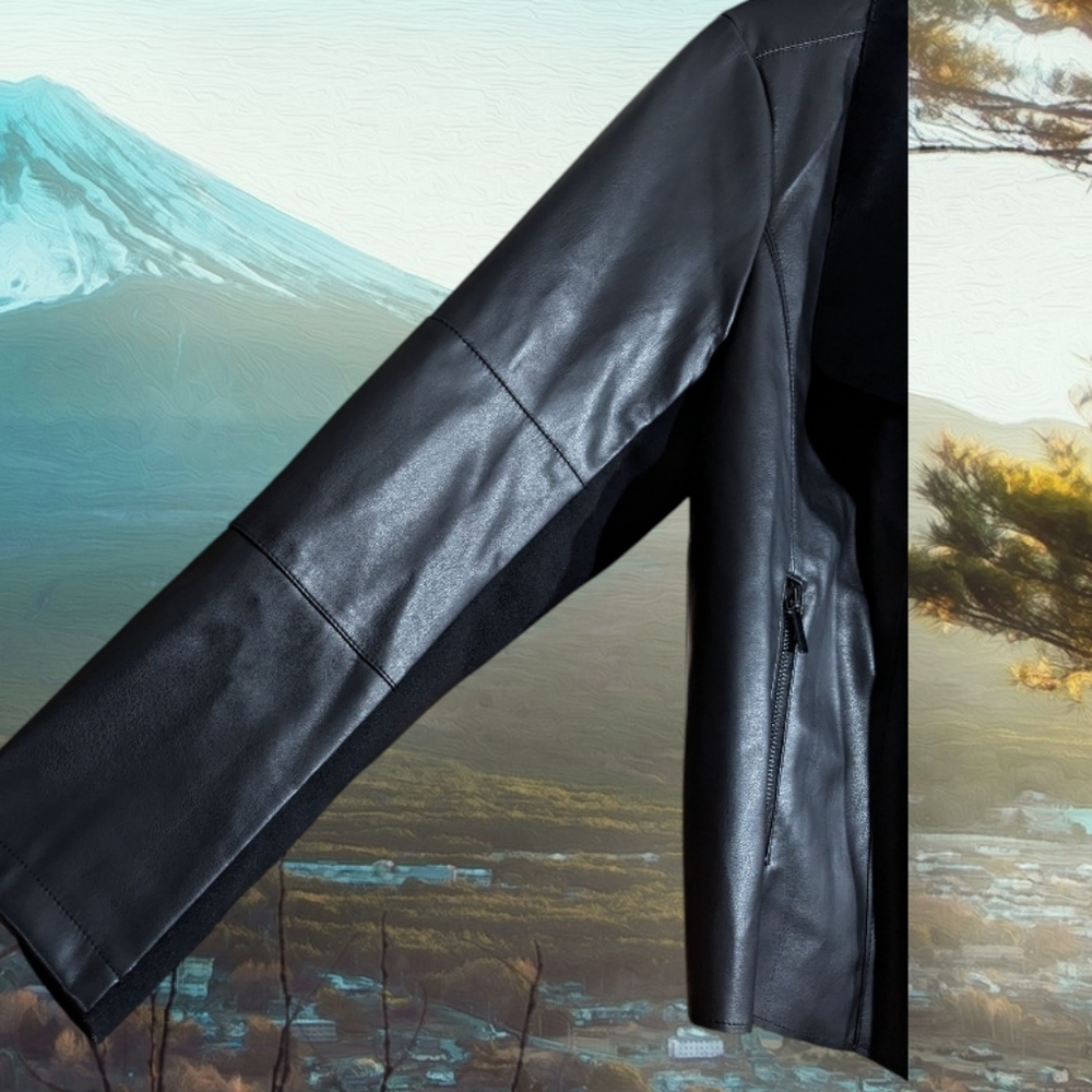 NWT Bagatelle Collection Black Faux Leather Waterfall Jacket (Size 1X) - Picture 3 of 10